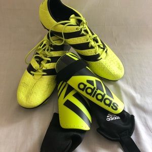 Adidas Yellow Soccer Cleats with Shin Guards